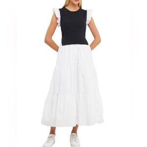 English Factory Black and White Maxi Dress